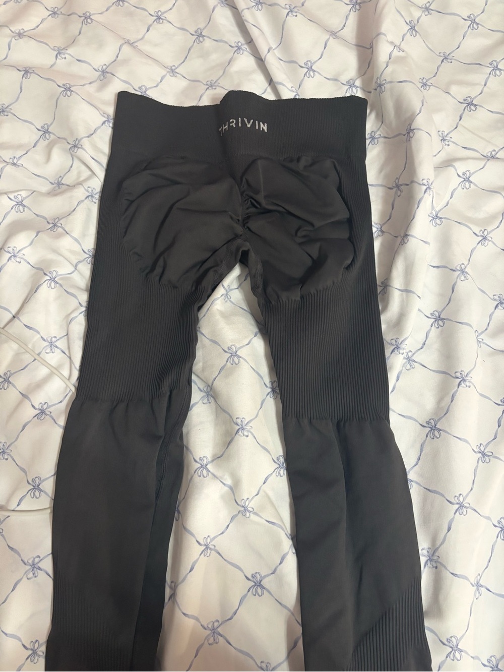 THRIVIN Black Ribbed Leggings with Scrunch Back